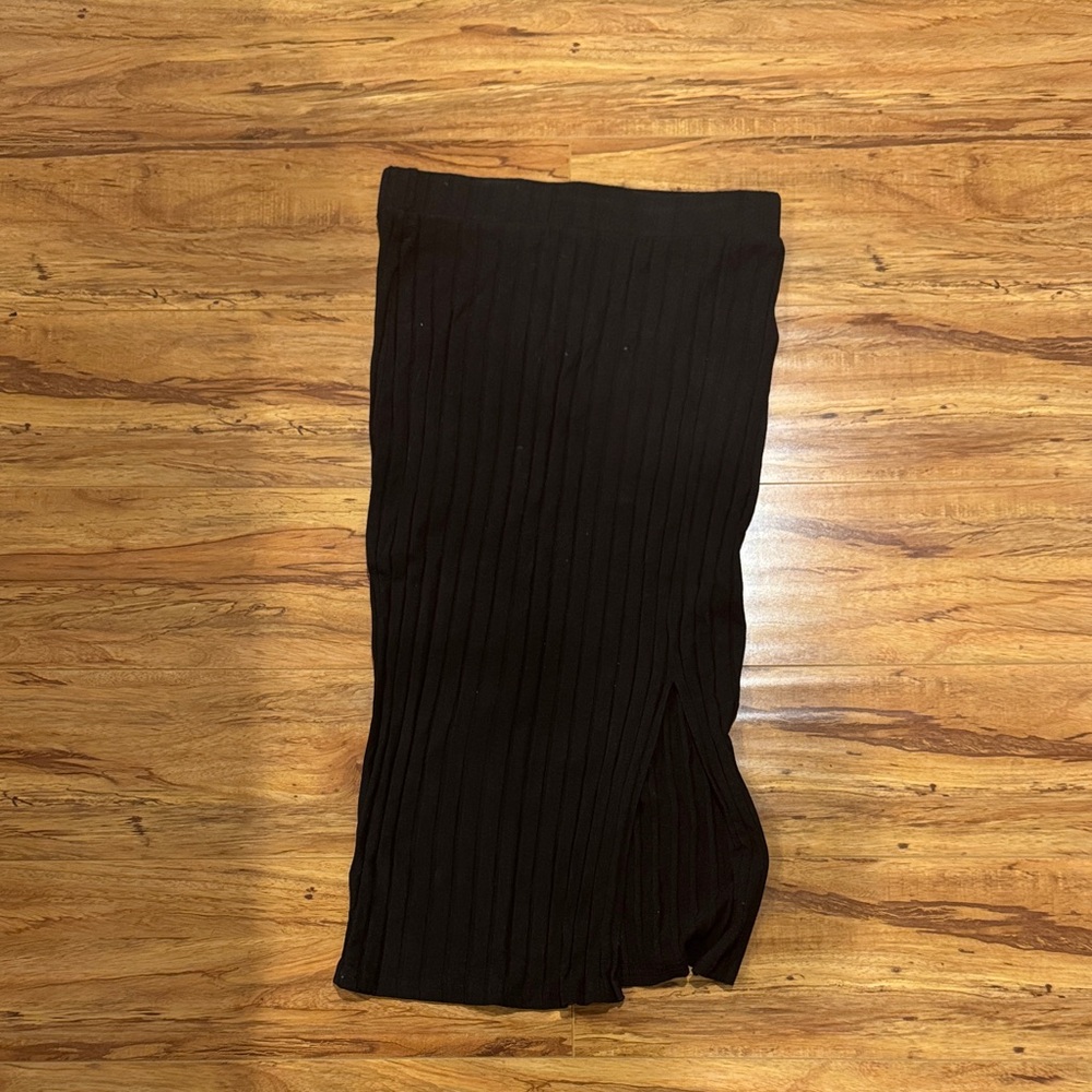 SHEIN Black Ribbed Pencil Skirt